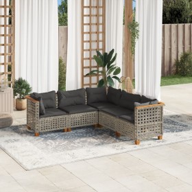 Gartensofagarnitur mit 5-teiligen Kissen aus grauem synthetischem Rattan. von , Gartensets - Ref: Foro24-3261825, Preis: 434,...