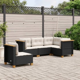 Gartenmöbel-Set, 5-teilig, mit schwarzen Polstern aus synthetischem Rattan von , Gartensets - Ref: Foro24-3261833, Preis: 407...