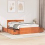 Bed frame with pine wood drawers, brown wax finish, 120x200 cm. by , Beds and slatted bases - Ref: Foro24-3282353, Price: 289...