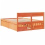 Bed frame with pine wood drawers, brown wax finish, 120x200 cm. by , Beds and slatted bases - Ref: Foro24-3282353, Price: 289...