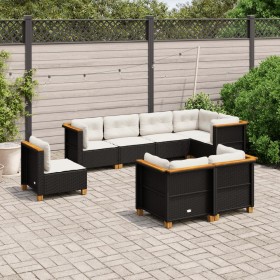 Gartensofa-Set und Kissen, 8-teilig, aus schwarzem Kunststoff-Rattan. von , Gartensets - Ref: Foro24-3261899, Preis: 654,84 €...