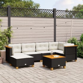 Set de sofás de jardín 7 pzas con cojines ratán sintético negro de , Conjuntos de jardín - Ref: Foro24-3261917, Precio: 516,9...