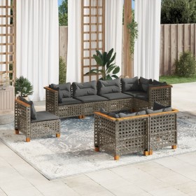 Set of garden sofas and cushions 8 pieces synthetic rattan gray by , Garden sets - Ref: Foro24-3261903, Price: 694,99 €, Disc...