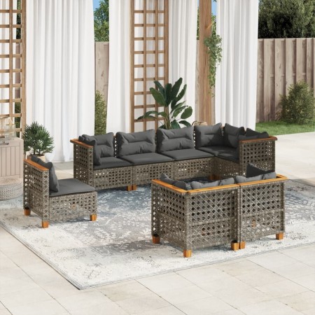 Gartensofa-Set und Kissen, 8-teilig, aus grauem Kunst-Rattan. von , Gartensets - Ref: Foro24-3261903, Preis: 694,99 €, Rabatt: %