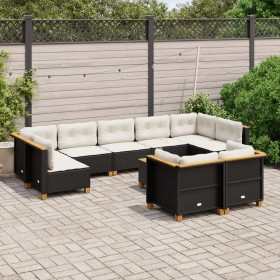 Gartensofa-Set, 10-teilig, mit schwarzen Kissen und synthetischem Rattan. von , Gartensets - Ref: Foro24-3261995, Preis: 765,...