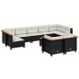 Gartensofa-Set, 10-teilig, mit schwarzen Kissen und synthetischem Rattan. von , Gartensets - Ref: Foro24-3261995, Preis: 768,...