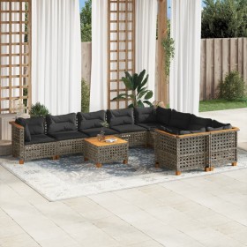 Gartensofa-Set, 10-teilig, mit grauen Polstern aus synthetischem Rattan von , Gartensets - Ref: Foro24-3262011, Preis: 818,38...