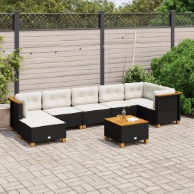 Gartensofa-Set und Kissen, 8-teilig, aus schwarzem Kunststoff-Rattan. von , Gartensets - Ref: Foro24-3261929, Preis: 591,12 €...