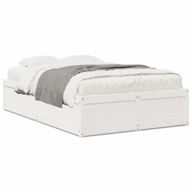 Solid white pine wood bed frame 120x200 cm by , Beds and slatted bases - Ref: Foro24-3282379, Price: 197,38 €, Discount: %