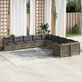 Gartensofa-Set, 10-teilig, mit grauen Polstern aus synthetischem Rattan von , Gartensets - Ref: Foro24-3262047, Preis: 860,73...