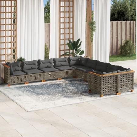 Gartensofa-Set, 10-teilig, mit grauen Polstern aus synthetischem Rattan von , Gartensets - Ref: Foro24-3262047, Preis: 861,46...