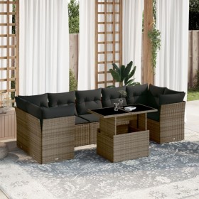 Set of garden sofas and cushions 8 pieces synthetic rattan gray by , Garden sets - Ref: Foro24-3266400, Price: 601,44 €, Disc...