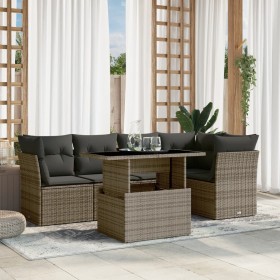 6-piece garden furniture set with gray synthetic rattan cushions by , Garden sets - Ref: Foro24-3266570, Price: 423,99 €, Dis...