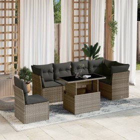 Gartensofa-Set, 7-teilig, mit grauen Polstern aus synthetischem Rattan von , Gartensets - Ref: Foro24-3266620, Preis: 504,09 ...