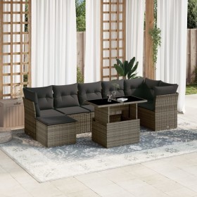 Set of garden sofas and cushions 8 pieces synthetic rattan gray by , Garden sets - Ref: Foro24-3266750, Price: 564,28 €, Disc...