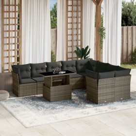 Garden sofa set 10 pieces with gray synthetic rattan cushions by , Garden sets - Ref: Foro24-3266840, Price: 699,54 €, Discou...