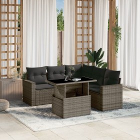 6-piece garden furniture set with gray synthetic rattan cushions by , Garden sets - Ref: Foro24-3267270, Price: 456,82 €, Dis...