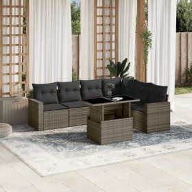 Gartensofa-Set, 7-teilig, mit grauen Polstern aus synthetischem Rattan von , Gartensets - Ref: Foro24-3267300, Preis: 515,99 ...