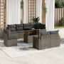 Garden furniture set 9 pieces and gray synthetic rattan cushions by , Garden sets - Ref: Foro24-3267410, Price: 700,24 €, Dis...