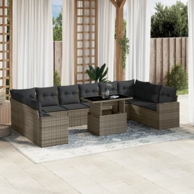 Gartensofa-Set, 11-teilig, mit grauen Kissen aus synthetischem Rattan. von , Gartensets - Ref: Foro24-3267520, Preis: 776,69 ...