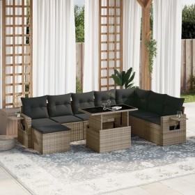 Garden furniture set 9 pieces and gray synthetic rattan cushions by , Garden sets - Ref: Foro24-3268100, Price: 647,18 €, Dis...