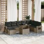 Garden furniture set 9 pieces and gray synthetic rattan cushions by , Garden sets - Ref: Foro24-3268100, Price: 628,16 €, Dis...