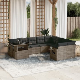 Gartensofa-Set, 10-teilig, mit grauen Polstern aus synthetischem Rattan von , Gartensets - Ref: Foro24-3268140, Preis: 736,26...