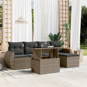 Gartenmöbel-Set 6-teilig mit grauen Polstern aus synthetischem Rattan von , Gartensets - Ref: Foro24-3268500, Preis: 438,48 €...