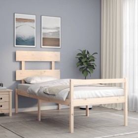 Cama para personas mayores con cabecero madera maciza de vidaXL, Camas y somieres - Ref: Foro24-3195311, Precio: 118,71 €, De...