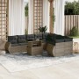 Gartensofa-Set, 10-teilig, mit grauen Polstern aus synthetischem Rattan von , Gartensets - Ref: Foro24-3268760, Preis: 710,99...