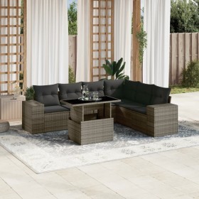 Gartensofa-Set, 7-teilig, mit grauen Polstern aus synthetischem Rattan von , Gartensets - Ref: Foro24-3269190, Preis: 534,47 ...