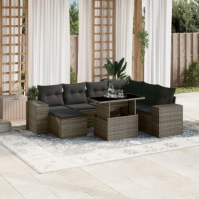 Gartensofa-Set und Kissen, 8-teilig, aus grauem Kunst-Rattan. von , Gartensets - Ref: Foro24-3269330, Preis: 581,03 €, Rabatt: %