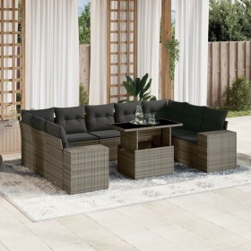 Gartensofa-Set, 10-teilig, mit grauen Polstern aus synthetischem Rattan von , Gartensets - Ref: Foro24-3269370, Preis: 731,51...