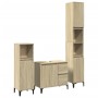 Set de muebles de baño 3 pzas madera contrachapada roble Sonoma de , Muebles de baño - Ref: Foro24-3282654, Precio: 188,05 €,...