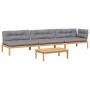 Garden pallet sofa set with 4 acacia wood cushions. by , Outdoor sofas - Ref: Foro24-3209326, Price: 570,19 €, Discount: %