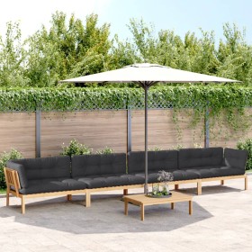 Set of garden pallet sofas and cushions 5 pieces acacia wood by , Outdoor sofas - Ref: Foro24-3209379, Price: 906,99 €, Disco...