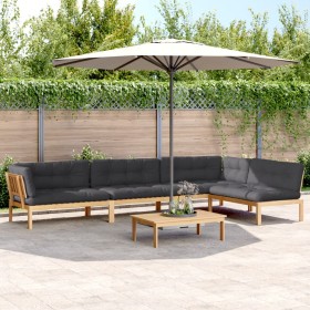 Set of garden pallet sofas and cushions 5 pieces acacia wood by , Outdoor sofas - Ref: Foro24-3209385, Price: 922,72 €, Disco...