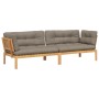 Corner pallet sofas for garden with 2 acacia wood cushions. by , Outdoor sofas - Ref: Foro24-3209353, Price: 416,99 €, Discou...