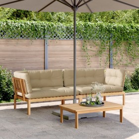 Ecksofas aus Paletten für den Garten und Kissen, 2 Stück, Akazienholz. von , Outdoor-Sofas - Ref: Foro24-3209351, Preis: 428,...