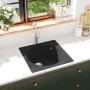 Küchenspüle mit Überlauf aus schwarzem Granit von vidaXL, Sinkt - Ref: Foro24-147065, Preis: 148,08 €, Rabatt: %