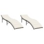 Sun loungers with cushions 2 units synthetic brown rattan by , Loungers - Ref: Foro24-3277302, Price: 241,99 €, Discount: %