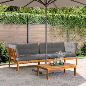 Corner pallet sofas for garden with 2 acacia wood cushions. by , Outdoor sofas - Ref: Foro24-3209476, Price: 389,29 €, Discou...