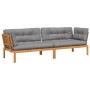 Corner pallet sofas for garden with 2 acacia wood cushions. by , Outdoor sofas - Ref: Foro24-3209476, Price: 430,84 €, Discou...