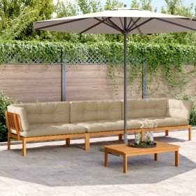 Garden pallet sofa set with 4 acacia wood cushions. by , Outdoor sofas - Ref: Foro24-3209495, Price: 664,18 €, Discount: %