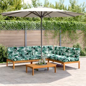 Garden pallet sofa set with 4 acacia wood cushions. by , Outdoor sofas - Ref: Foro24-3209462, Price: 571,99 €, Discount: %