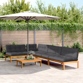 Set of garden pallet sofas and cushions 5 pieces acacia wood by , Outdoor sofas - Ref: Foro24-3209469, Price: 843,99 €, Disco...