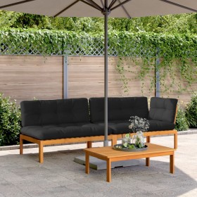 Garden pallet sofa set with 3-piece acacia wood cushions. by , Outdoor sofas - Ref: Foro24-3209448, Price: 430,83 €, Discount: %