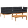 Garden pallet sofa set with 3-piece acacia wood cushions. by , Outdoor sofas - Ref: Foro24-3209448, Price: 430,83 €, Discount: %