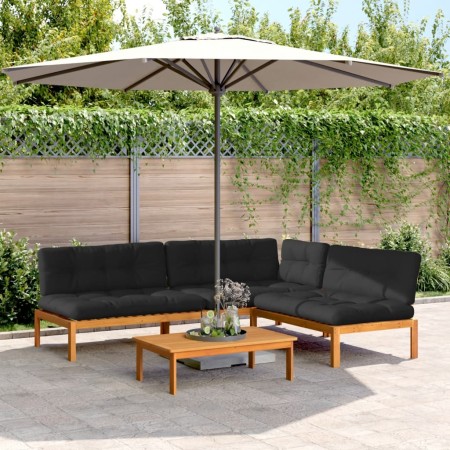 Garten-Palettensofa-Set mit 4-teiligen Akazienholz-Kissen. von , Outdoor-Sofas - Ref: Foro24-3209460, Preis: 583,99 €, Rabatt: %