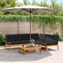 Garden pallet sofa set with 4 acacia wood cushions. by , Outdoor sofas - Ref: Foro24-3209460, Price: 583,99 €, Discount: %